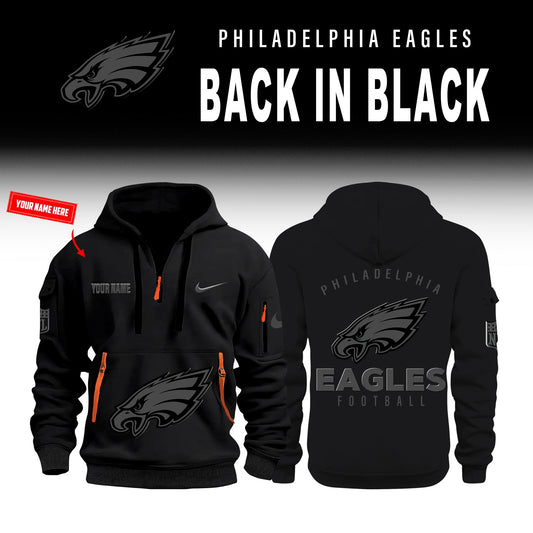 Philadelphia Eagles Back In Black Half Zip Hoodie
