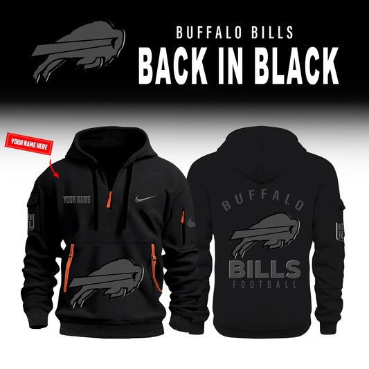Buffalo Bills Back In Black Half Zip Hoodie