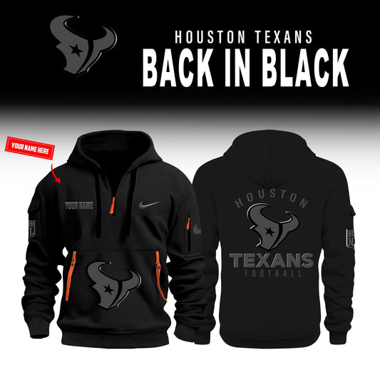 Houston Texans Back In Black Half Zip Hoodie