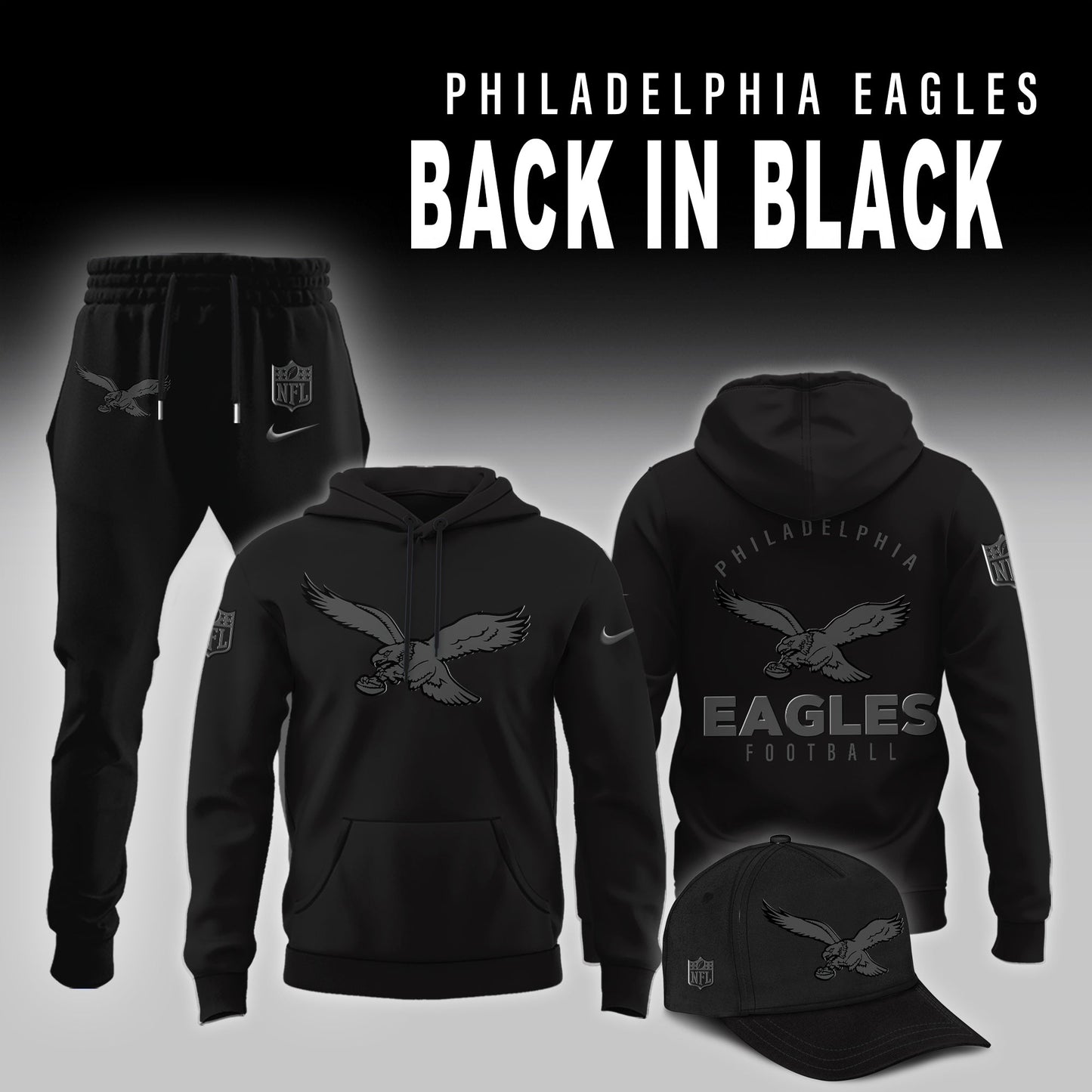 Philadelphia Eagles Back In Black Limited Edition Combo Hoodie