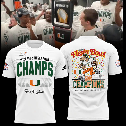 Miami Hurricanes College Football Playoff 2025 Fiesta Bowl Champions Combo T-Shirt