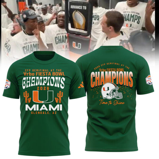 Miami Hurricanes College Football Playoff 2025 Fiesta Bowl Champions Combo T-Shirt