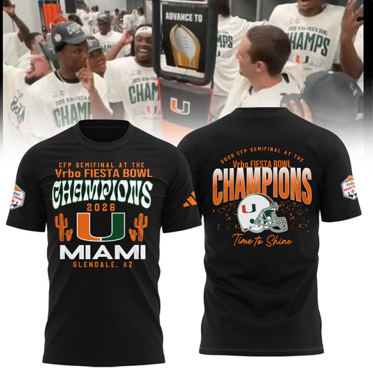 Miami Hurricanes College Football Playoff 2025 Fiesta Bowl Champions Combo T-Shirt