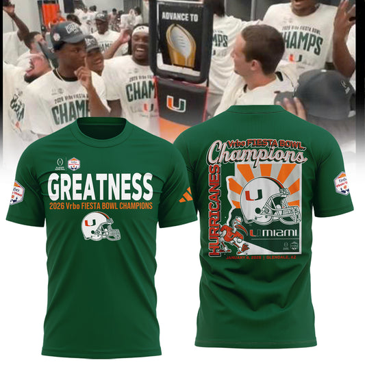 Miami Hurricanes College Football Playoff 2025 Fiesta Bowl Champions Combo T-Shirt
