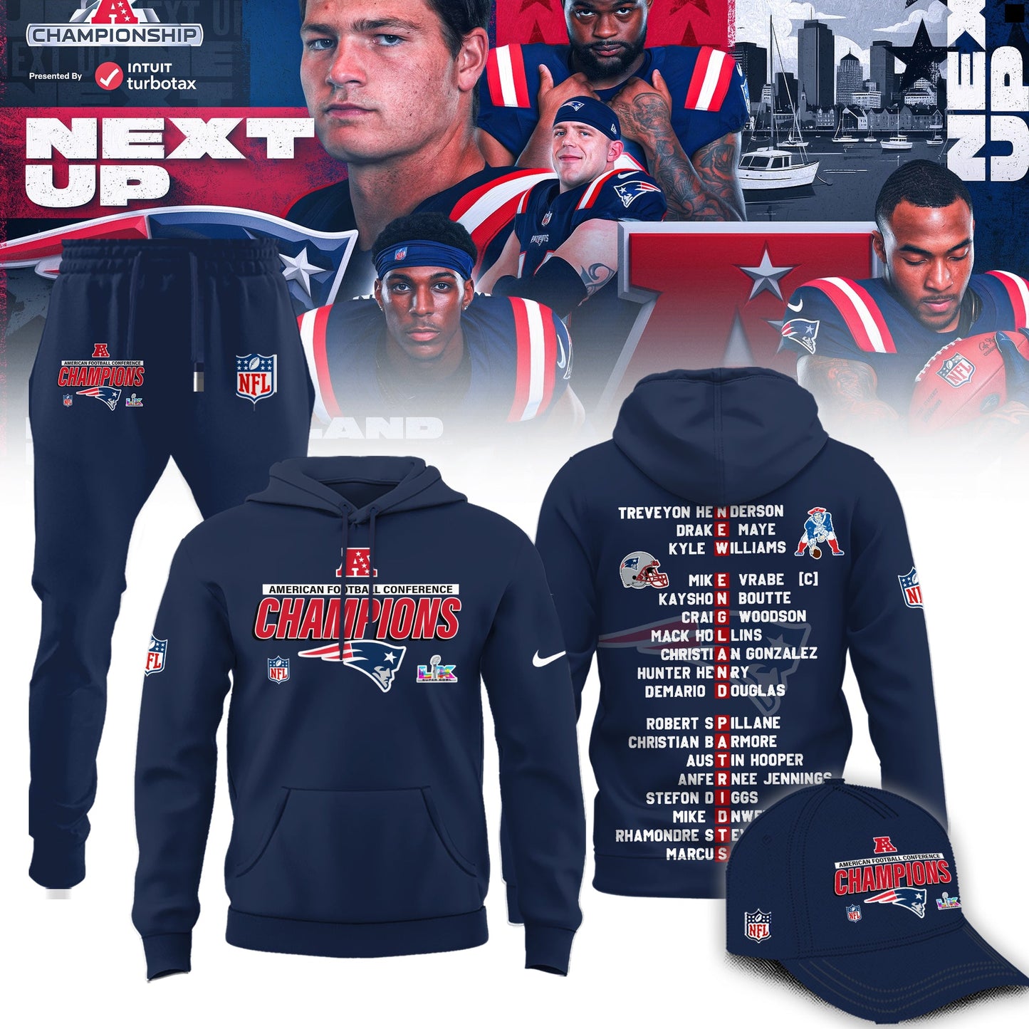 New England Patriots 2025 AFC Conference Champions Hoodie