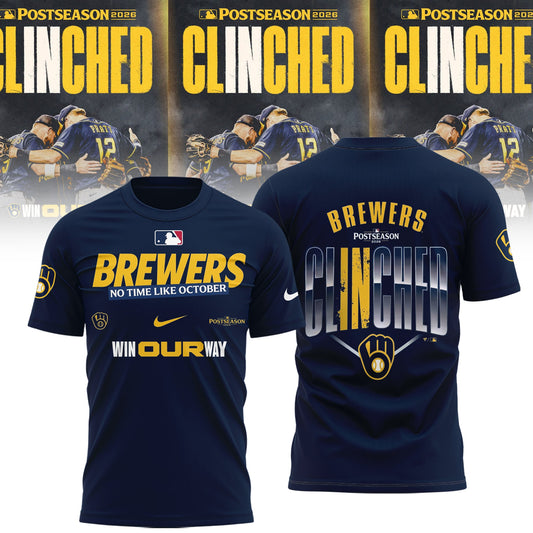 Limited Edition Milwaukee Brewers Postseason 2026 Clinched T-shirt
