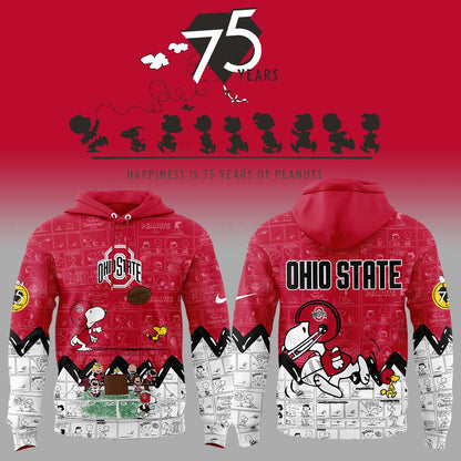 Limited Edition Ohio State Football 75th Anniversary of Peanuts Hoodie V2