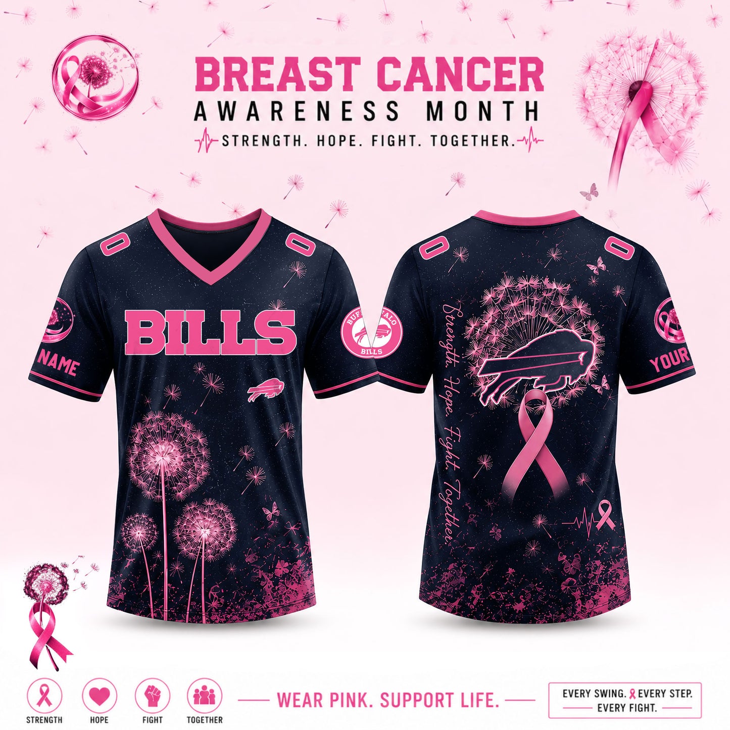Limited Edition Buffalo Bills 2026 Breast Cancer Awareness x Dandelion of Hope Jersey