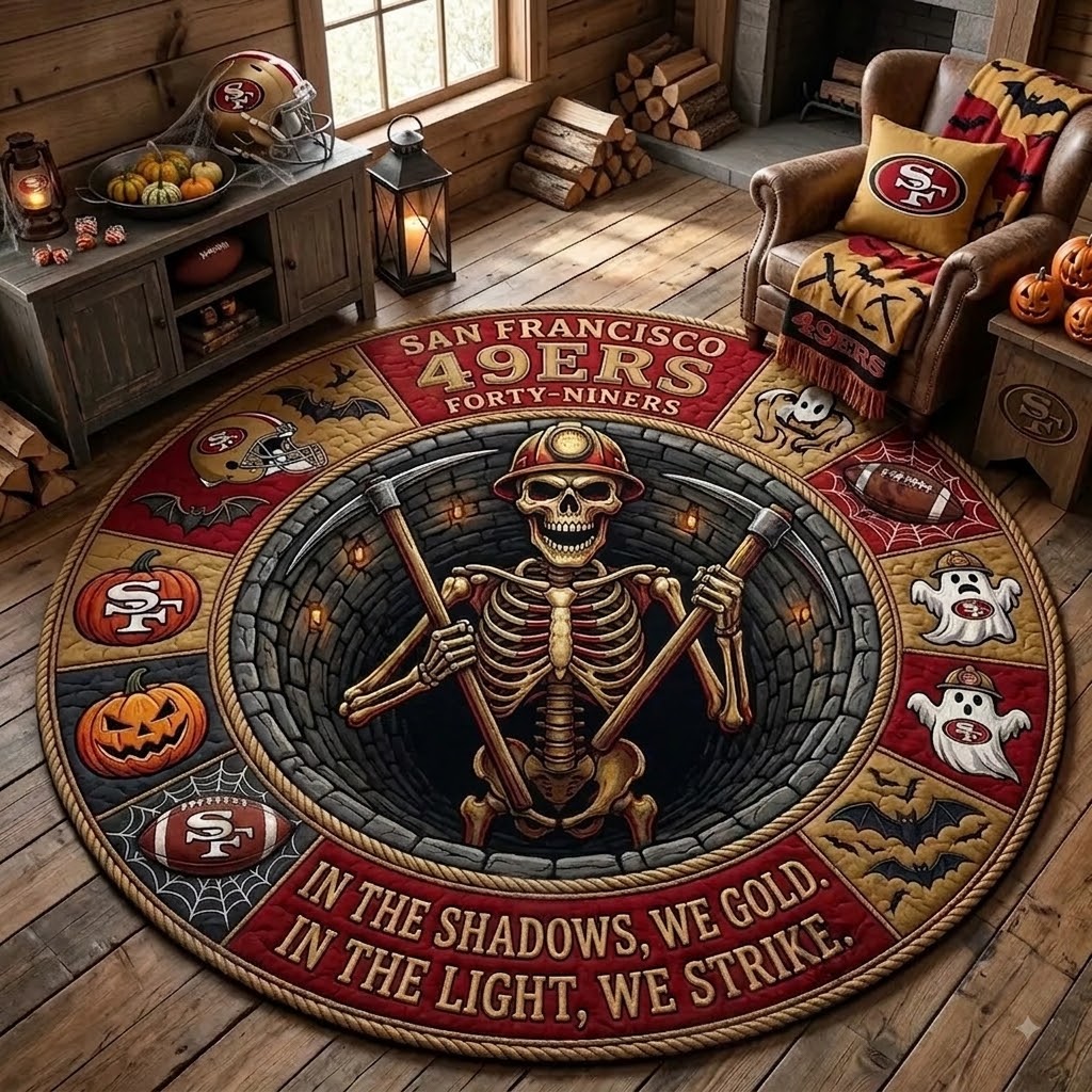 Limited Edition San Francisco 49ers 2026 Halloween Quilted Round Rug, Mats