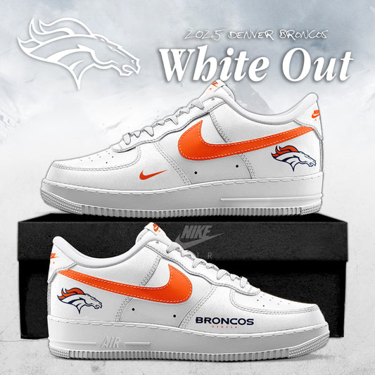 Denver Broncos White Out 2025 Special Edition AF1 Sneakers
