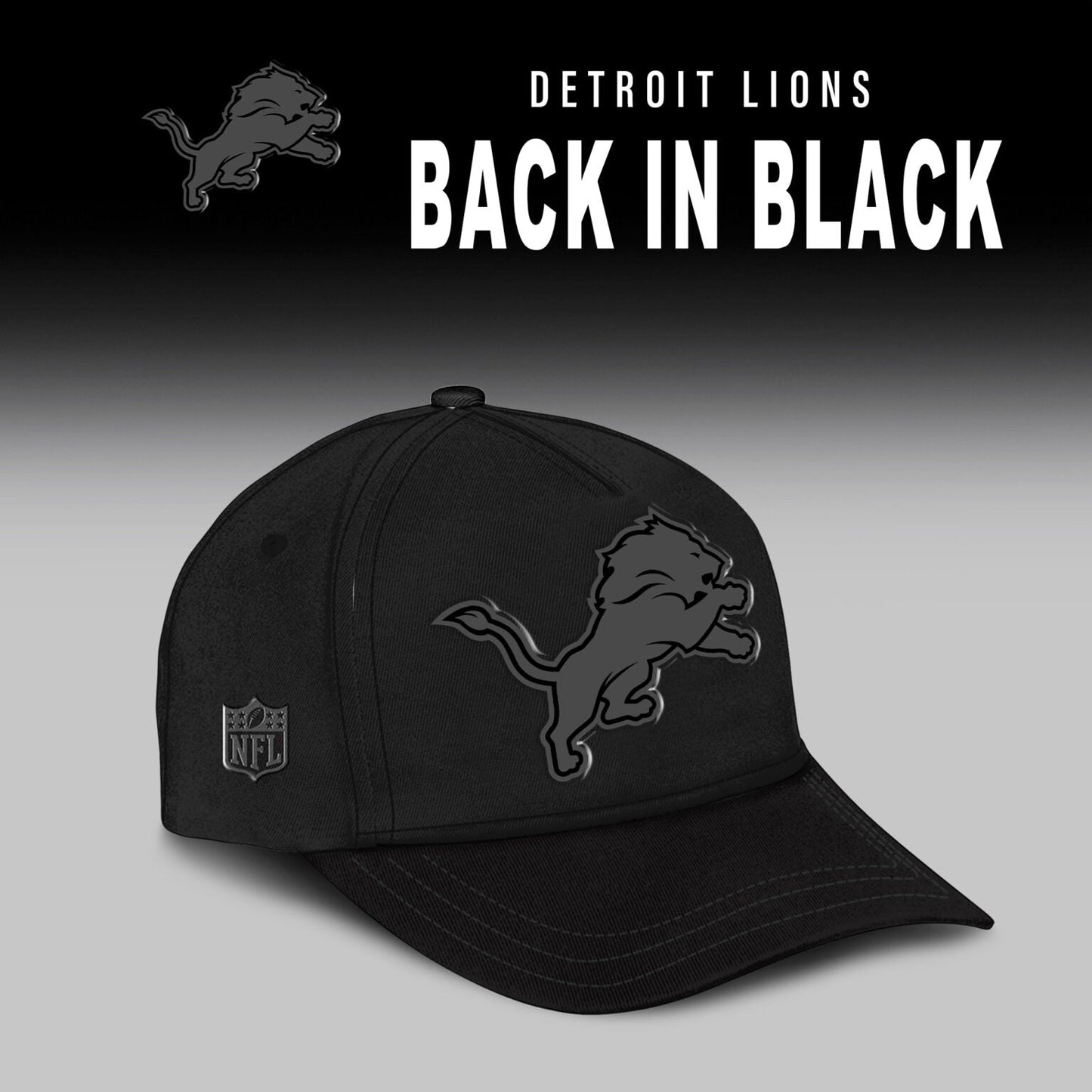 Detroit Lions Back In Black Half Zip Hoodie