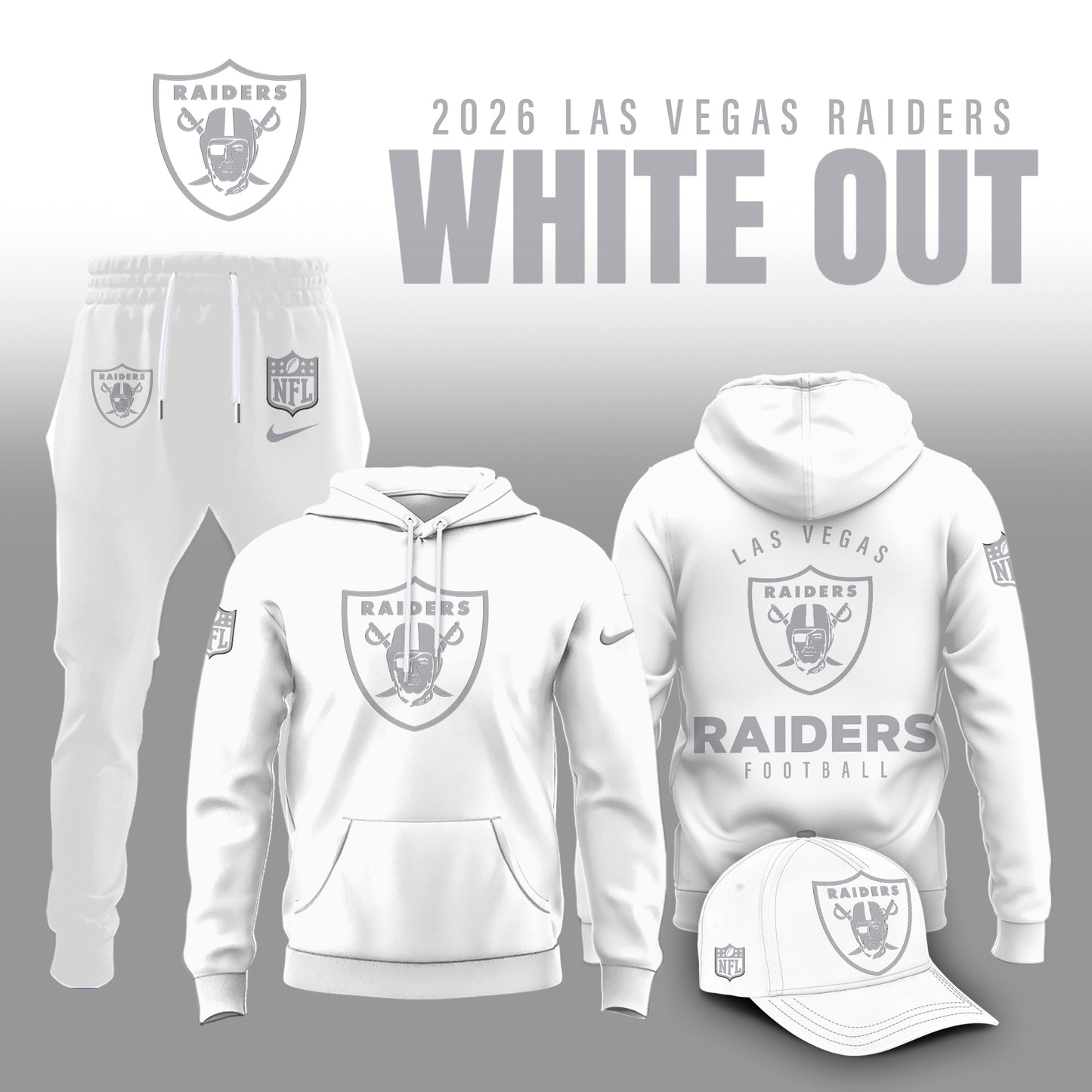 Las Vegas Raiders 2026 White Out Limited Edition Hoodie