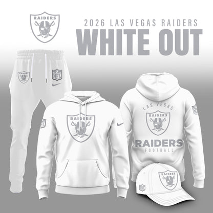 Las Vegas Raiders 2026 White Out Limited Edition Hoodie