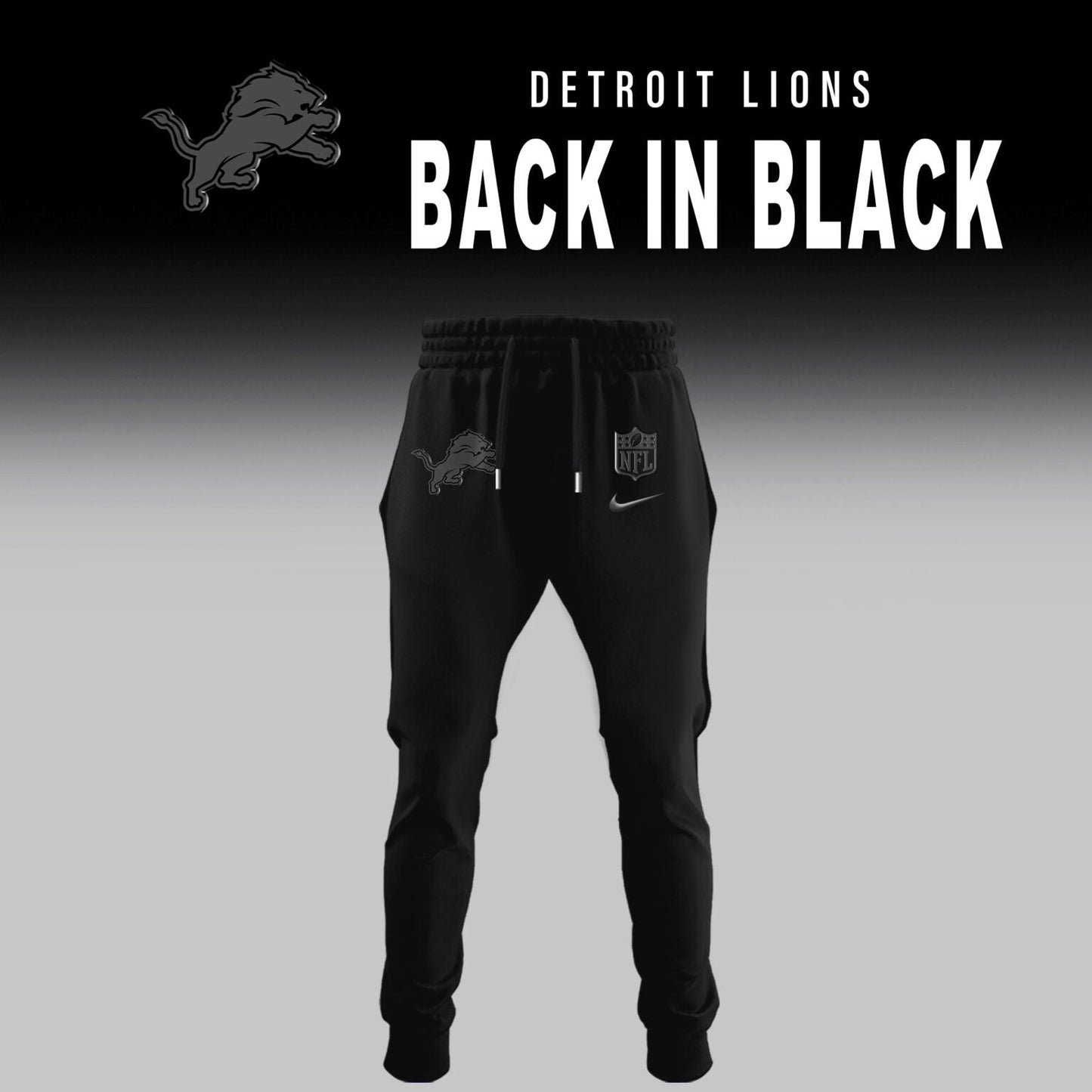 Detroit Lions Back In Black Half Zip Hoodie