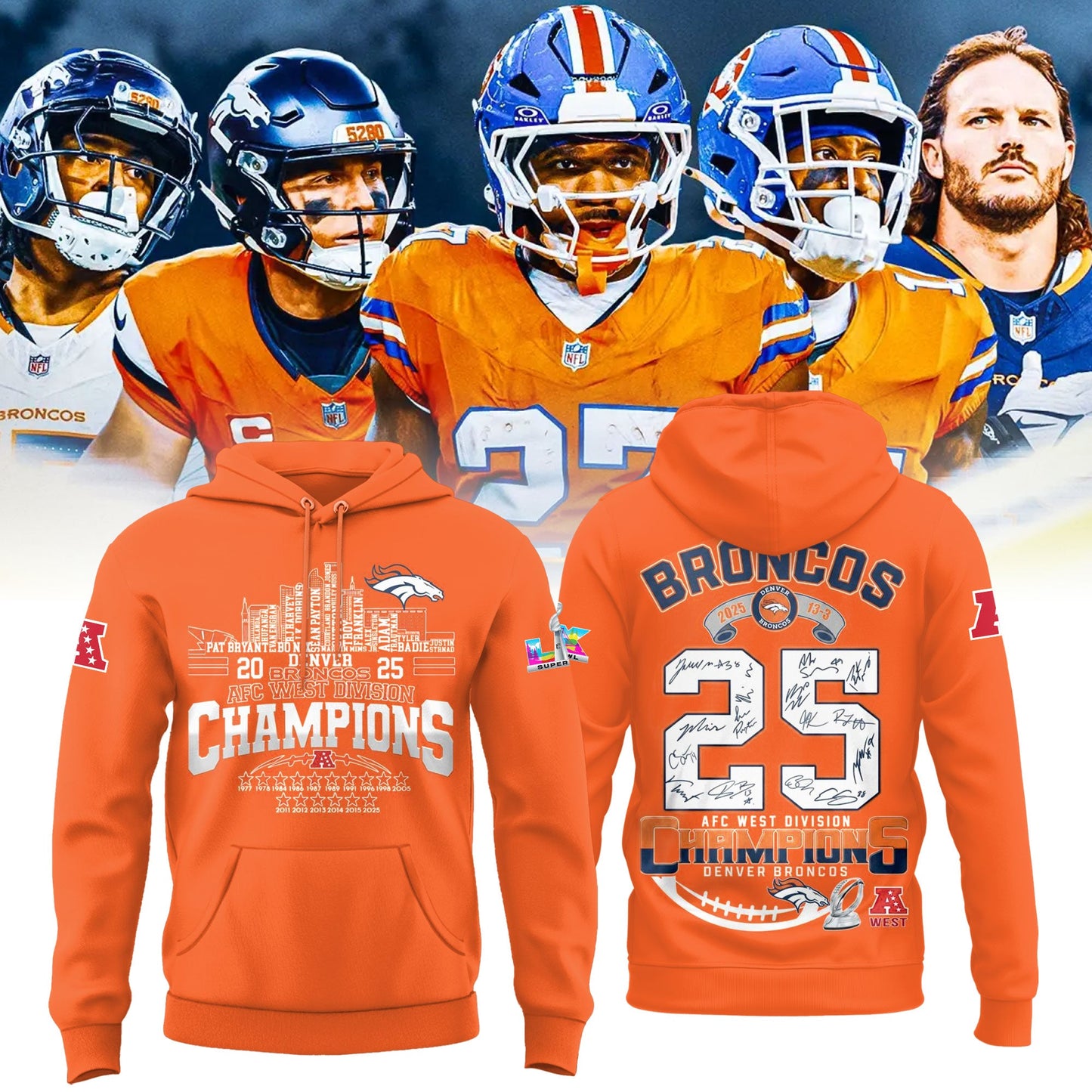 Denver Broncos 2025 AFC Conference Champions Hoodie