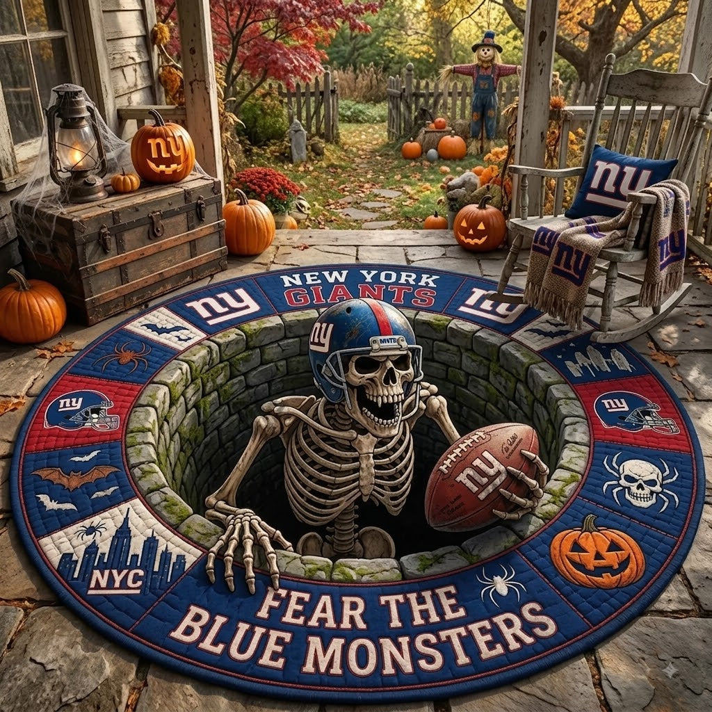 Limited Edition New York Giants 2026 Halloween Quilted Round Rug, Mats