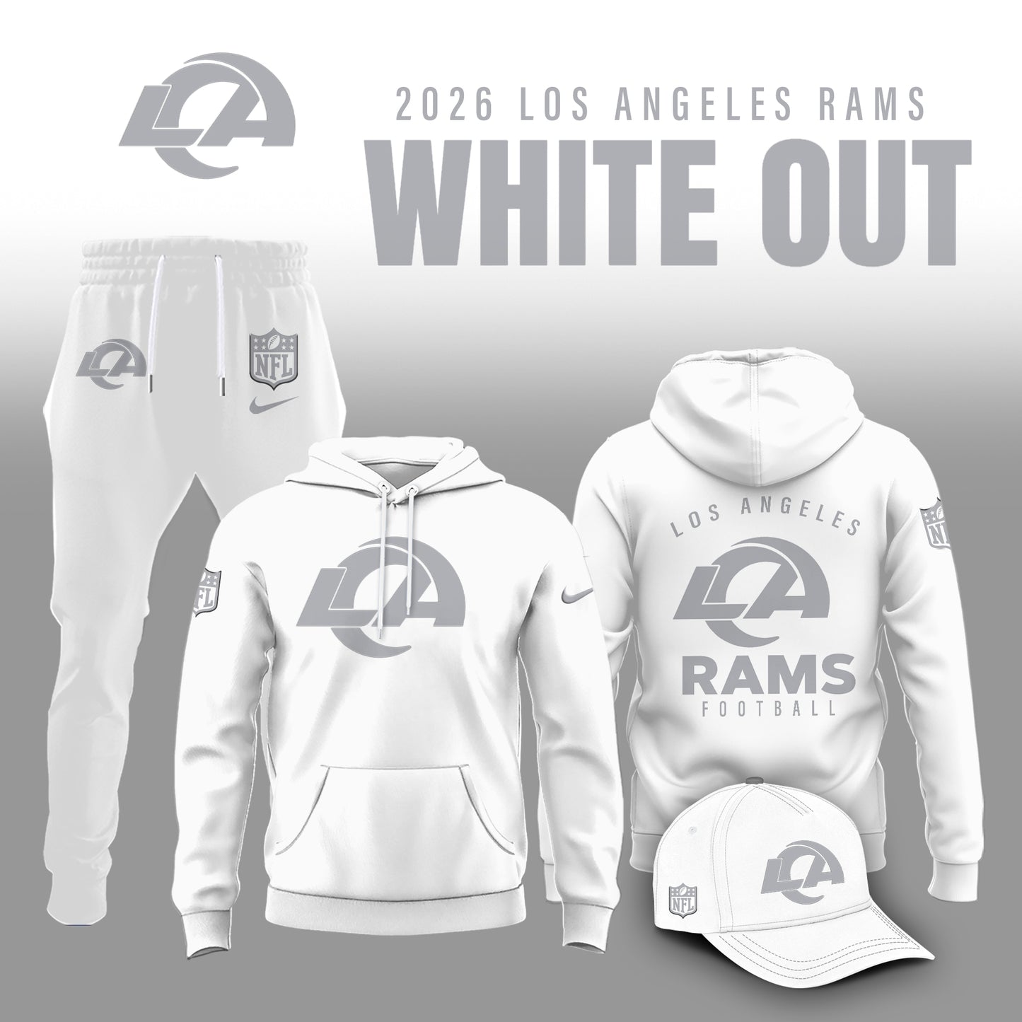 Los Angeles Rams 2026 White Out Limited Edition Hoodie