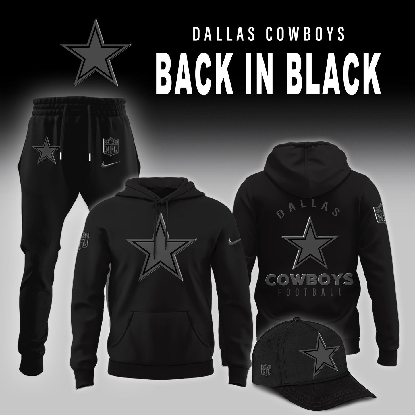 Dallas Cowboys Back In Black Limited Edition Combo Hoodie