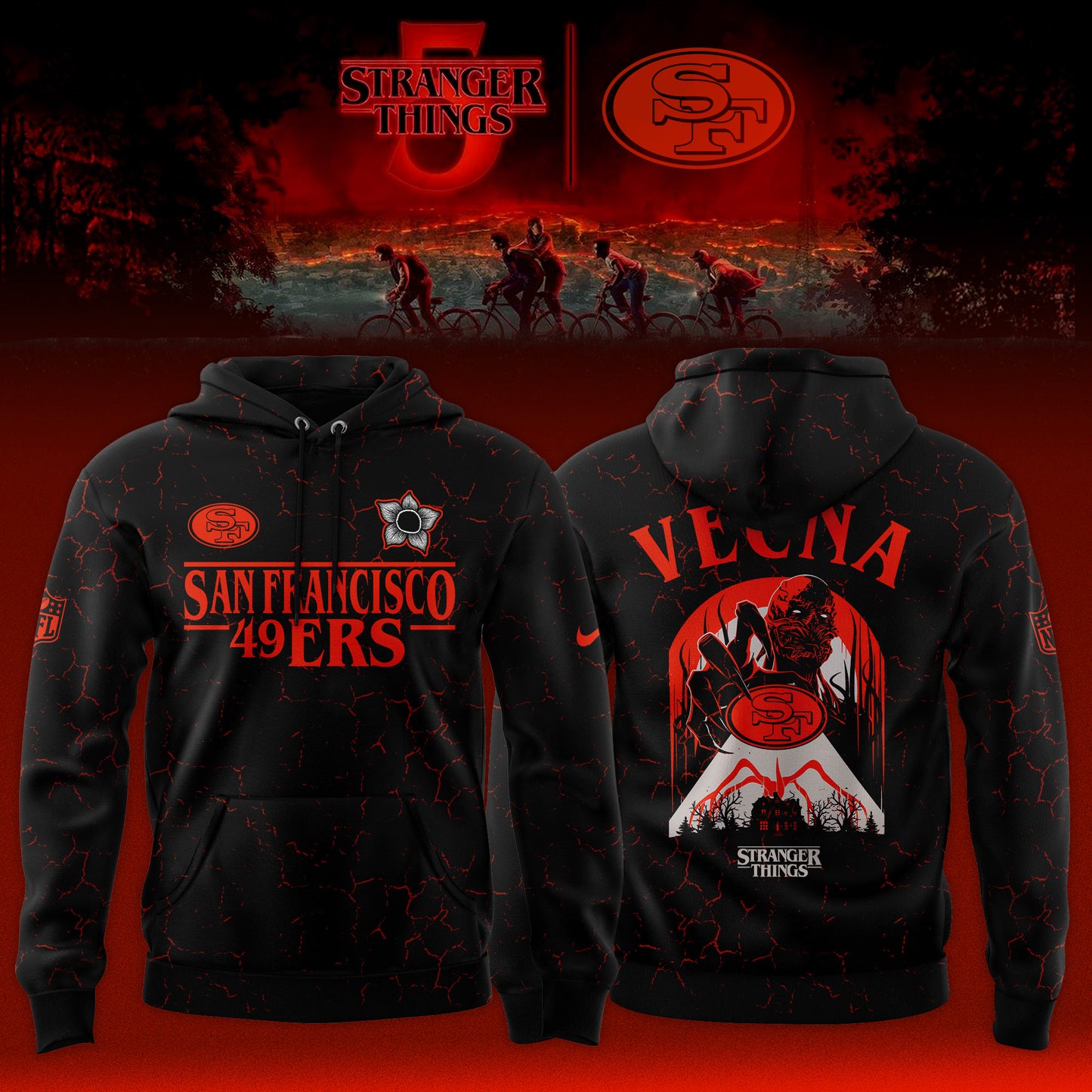 [Special Deal Black Friday] San Francisco 49er x Stranger Things Limited Hoodie