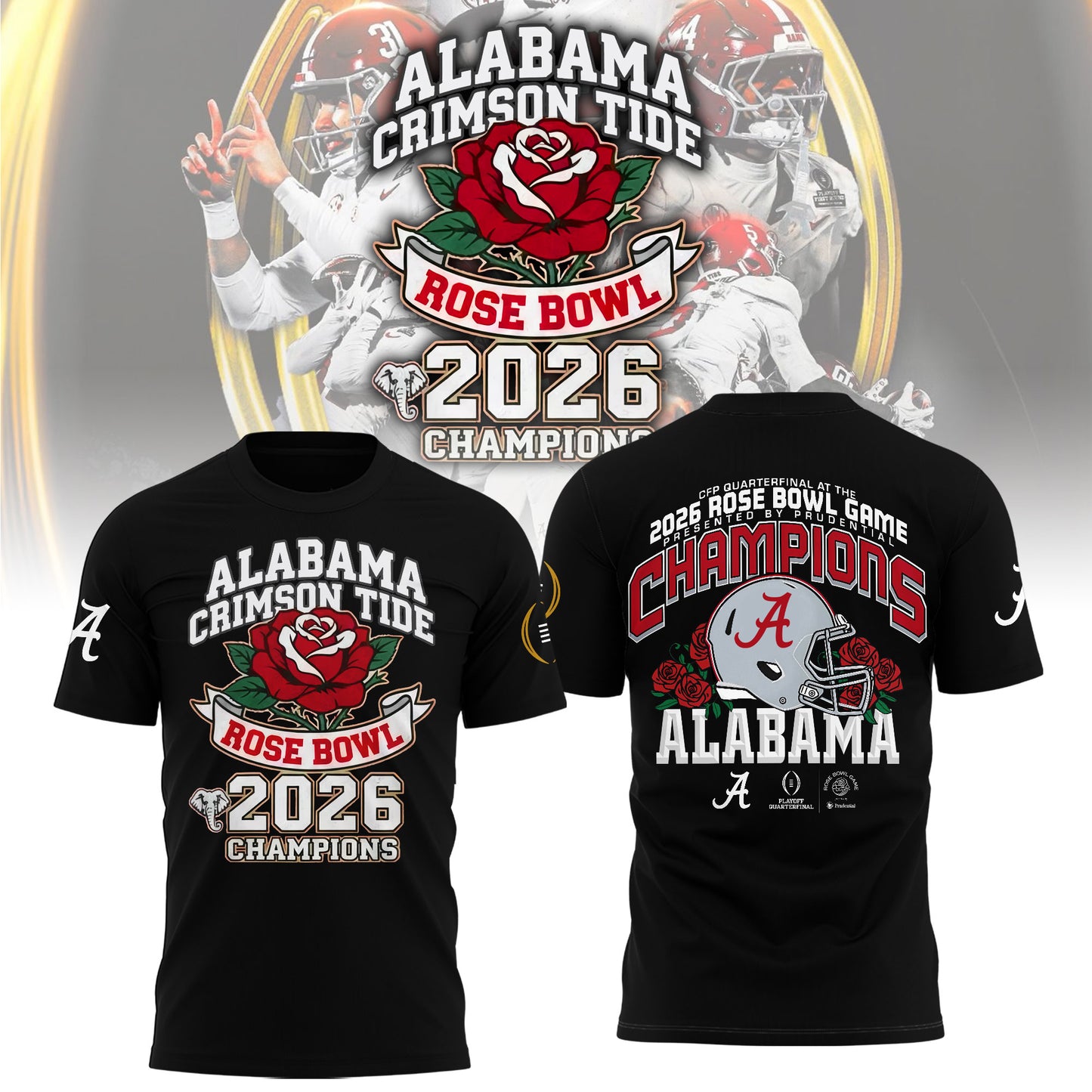 Alabama Crimson Tide 2026 Rose Bowl Champions Combo Tshirt