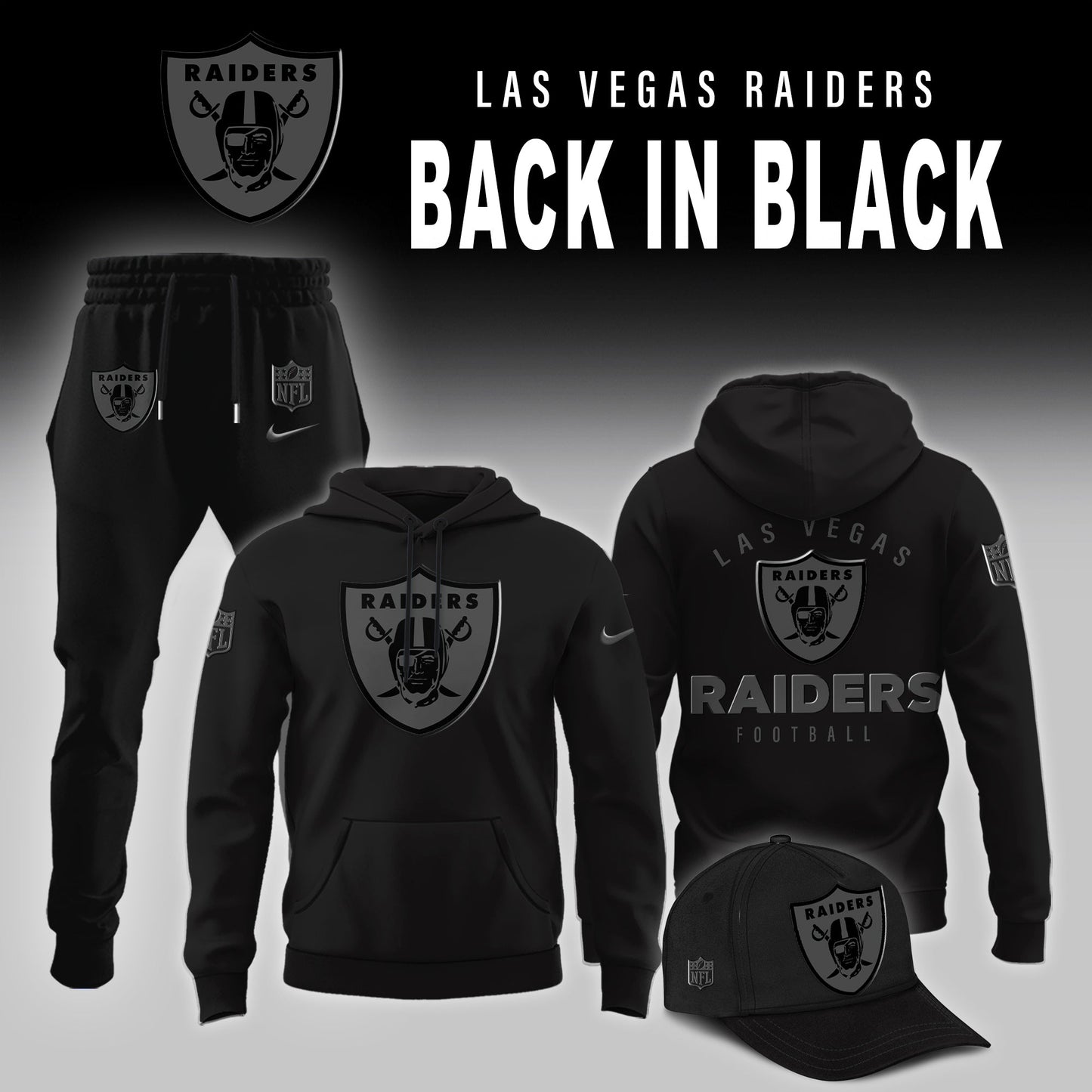 Las Vegas Raiders 2025 Back In Black Limited Edition Combo Hoodie