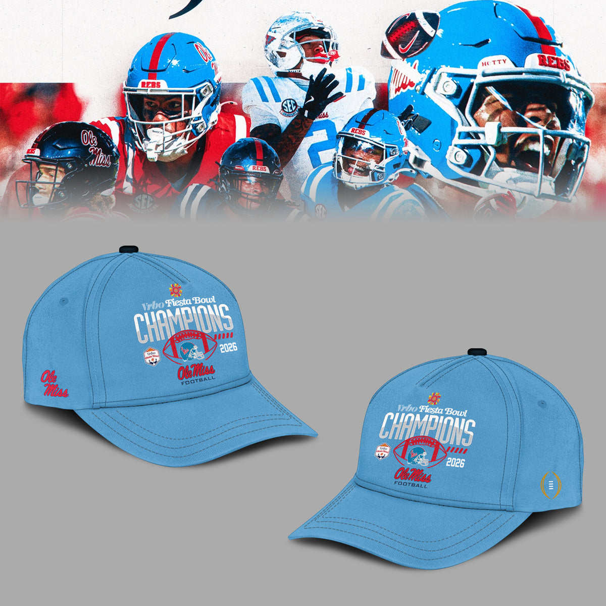 Ole Miss Vrbo Fiesta Bowl Champion 2026 Blue Hoodie