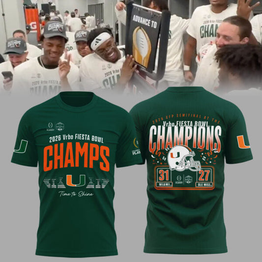 Miami Hurricanes College Football Playoff 2025 Fiesta Bowl Champions Combo T-Shirt