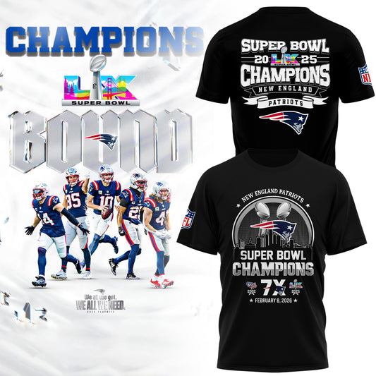 New England Patriots– Super Bowl LX 2025 Champions T-Shirt