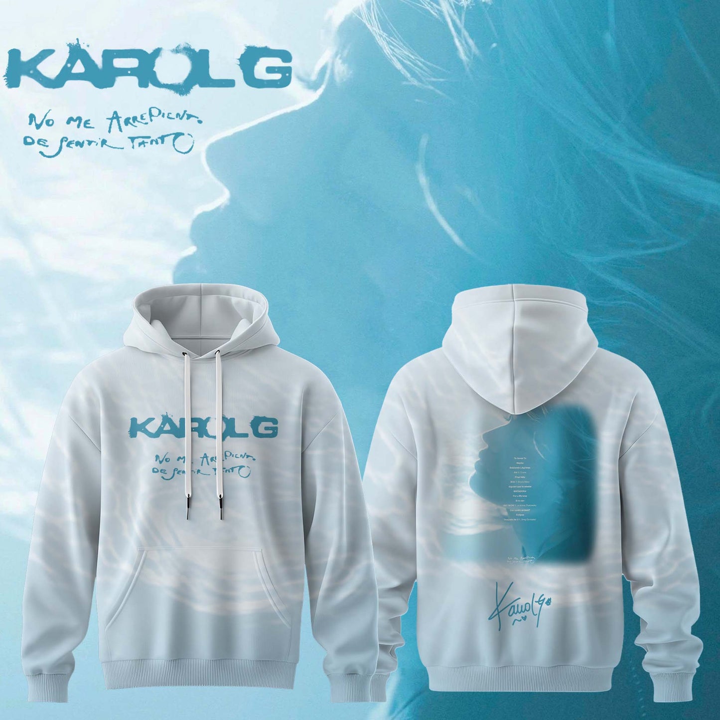KaRol G Album “NO ME ARREPIENTO DE SENTIR TANTO” 🩵 – Hoodie