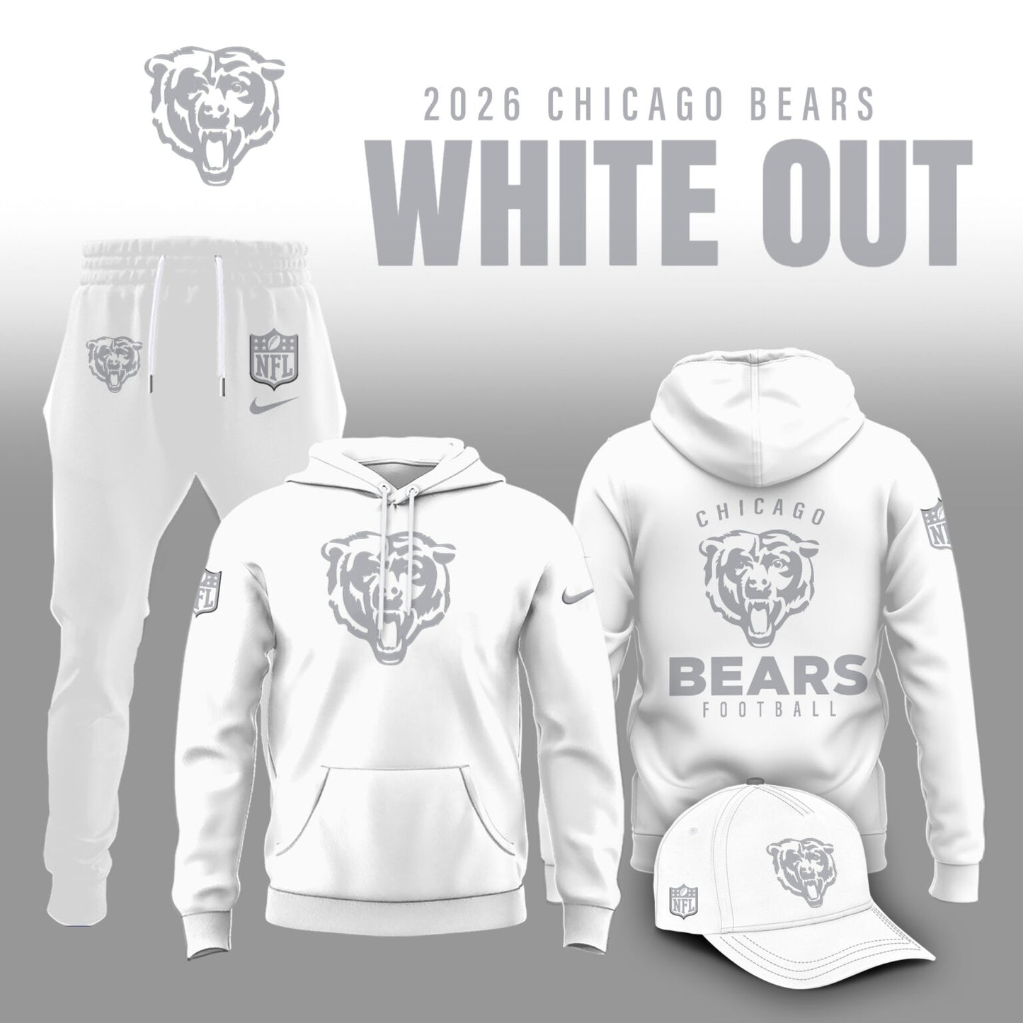 Chicago Bears 2026 White Out Limited Edition Hoodie