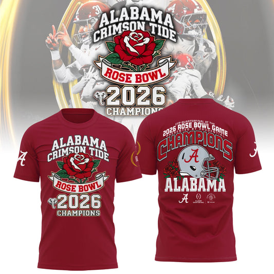 Alabama Crimson Tide 2026 Rose Bowl Champions Combo Tshirt