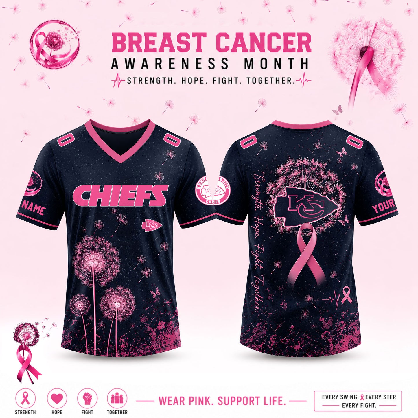 Limited Edition Kansas City Chiefs 2026 Breast Cancer Awareness x Dandelion of Hope Jersey