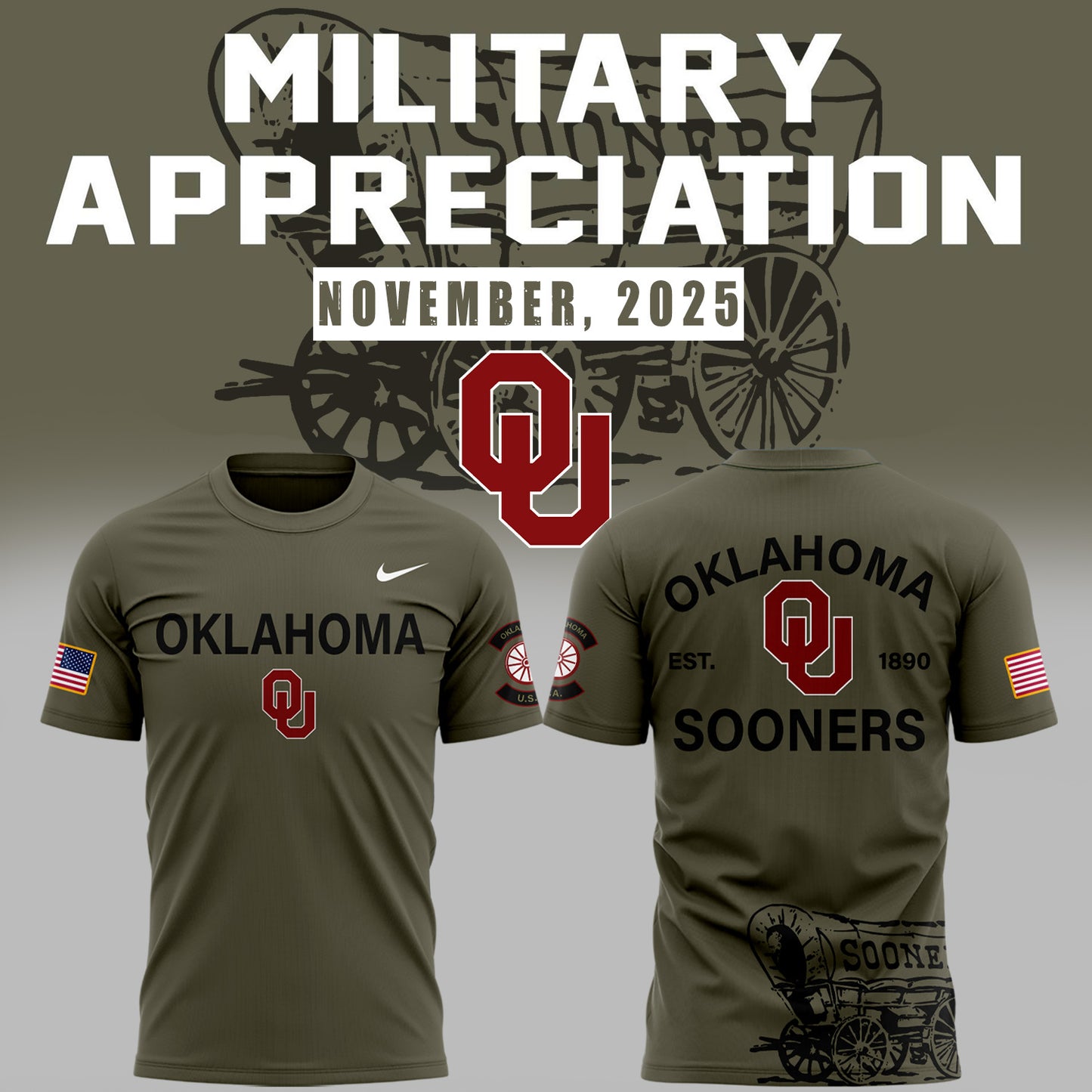 Limited Edition 2025 Oklahoma Sooners Football Military Appreciation Tshirt