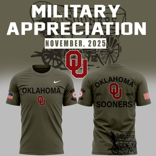 Limited Edition 2025 Oklahoma Sooners Football Military Appreciation Tshirt