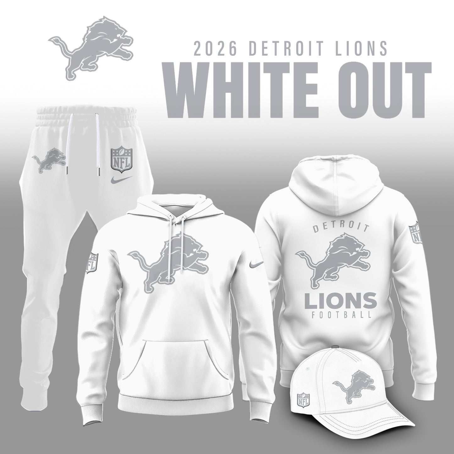 Detroit Lions 2026 White Out Limited Edition Hoodie