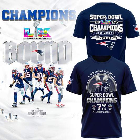 New England Patriots– Super Bowl LX 2025 Champions T-Shirt