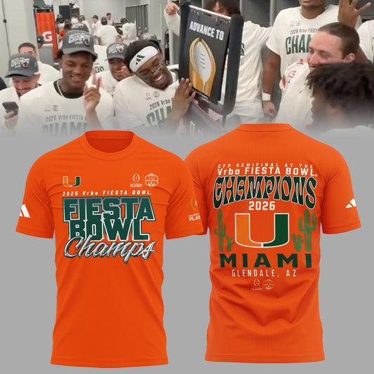Miami Hurricanes College Football Playoff 2025 Fiesta Bowl Champions Combo T-Shirt