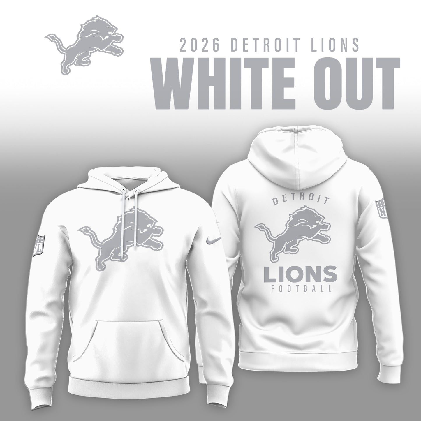 Detroit Lions 2026 White Out Limited Edition Hoodie
