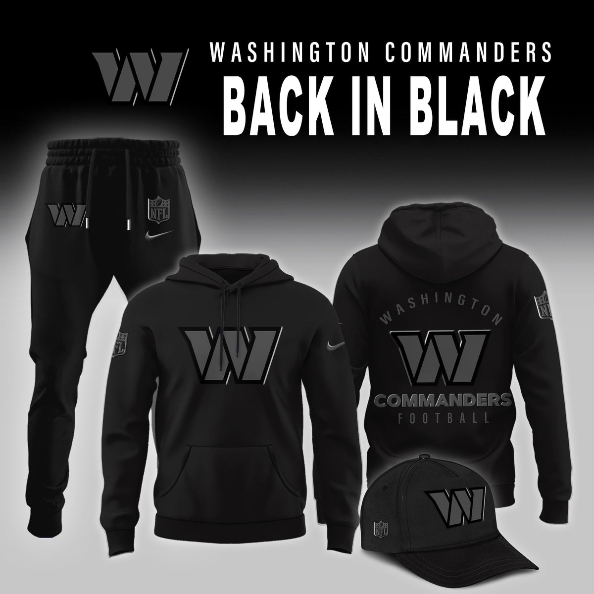 Washington Commanders 2025 Back In Black Limited Edition Combo Hoodie