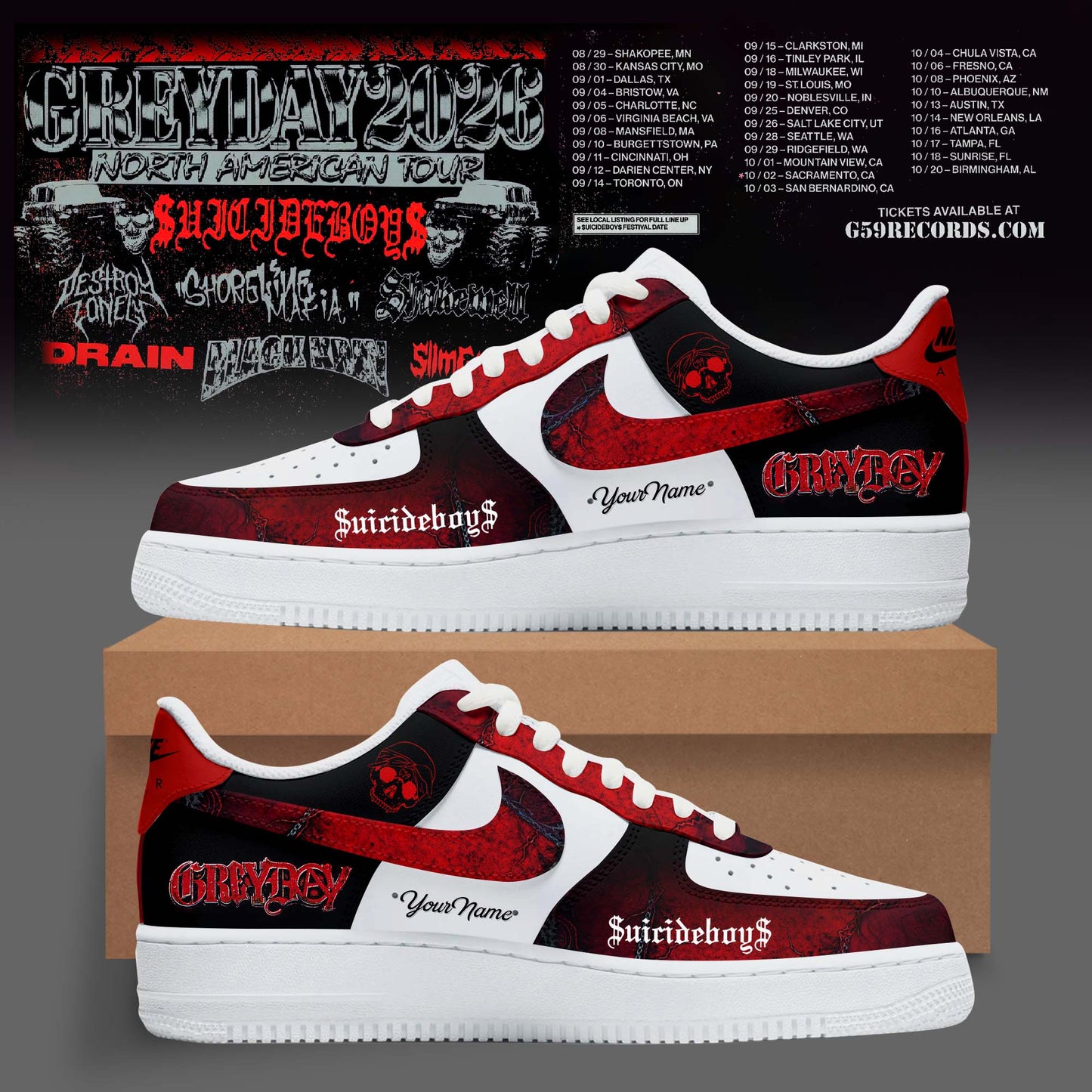 Greyday 2026 – North American Tour AF1 Shoes