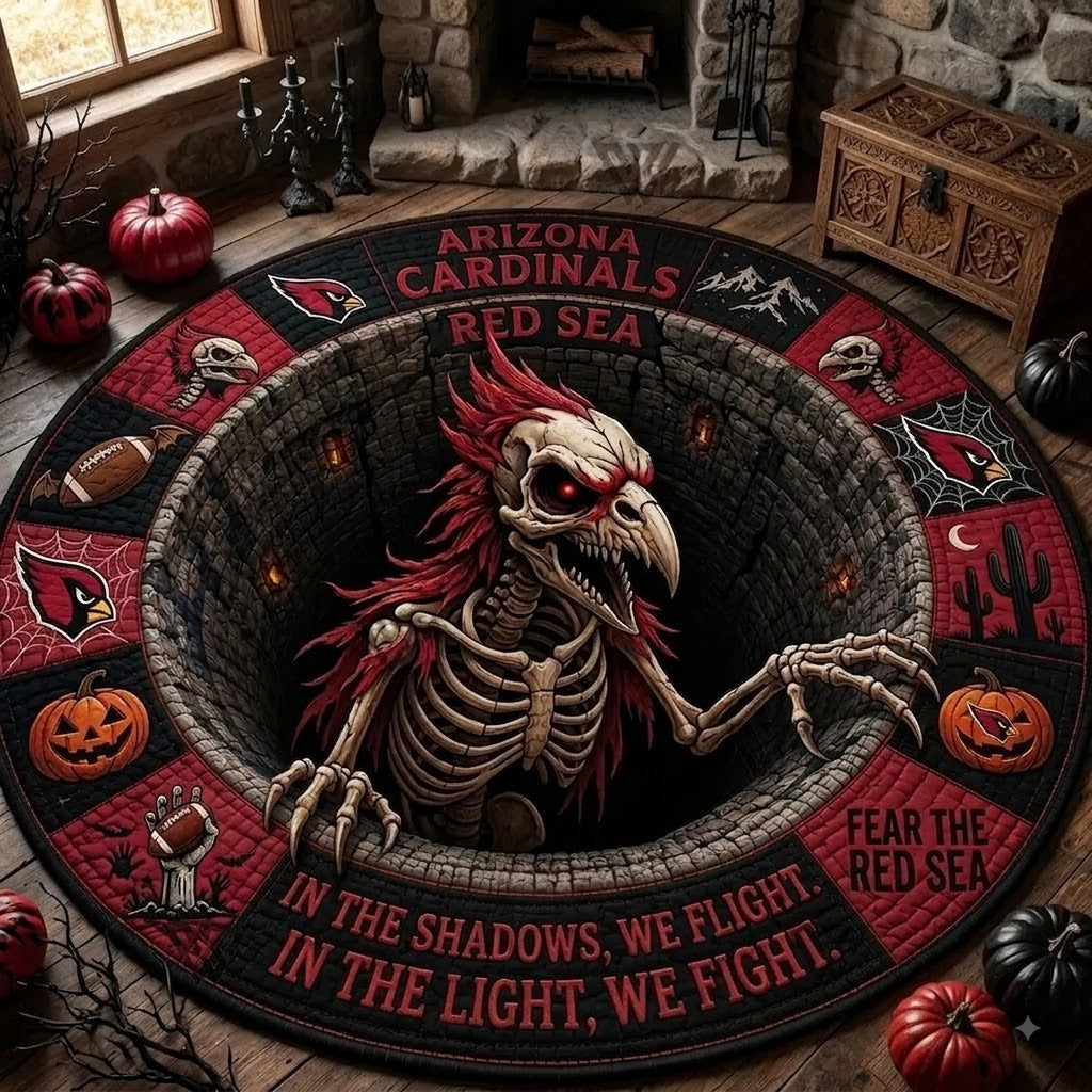 Limited Edition Arizona Cardinals 2026 Halloween Quilted Round Rug, Mats