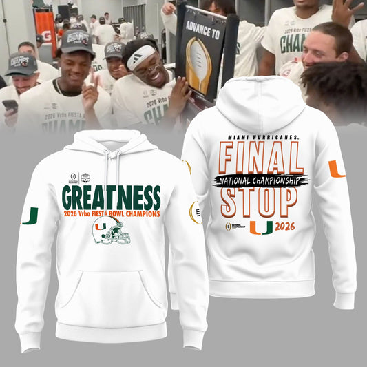 Miami Hurricanes CFP 2026 Fiesta Bowl Champions Limited Edition Hoodie