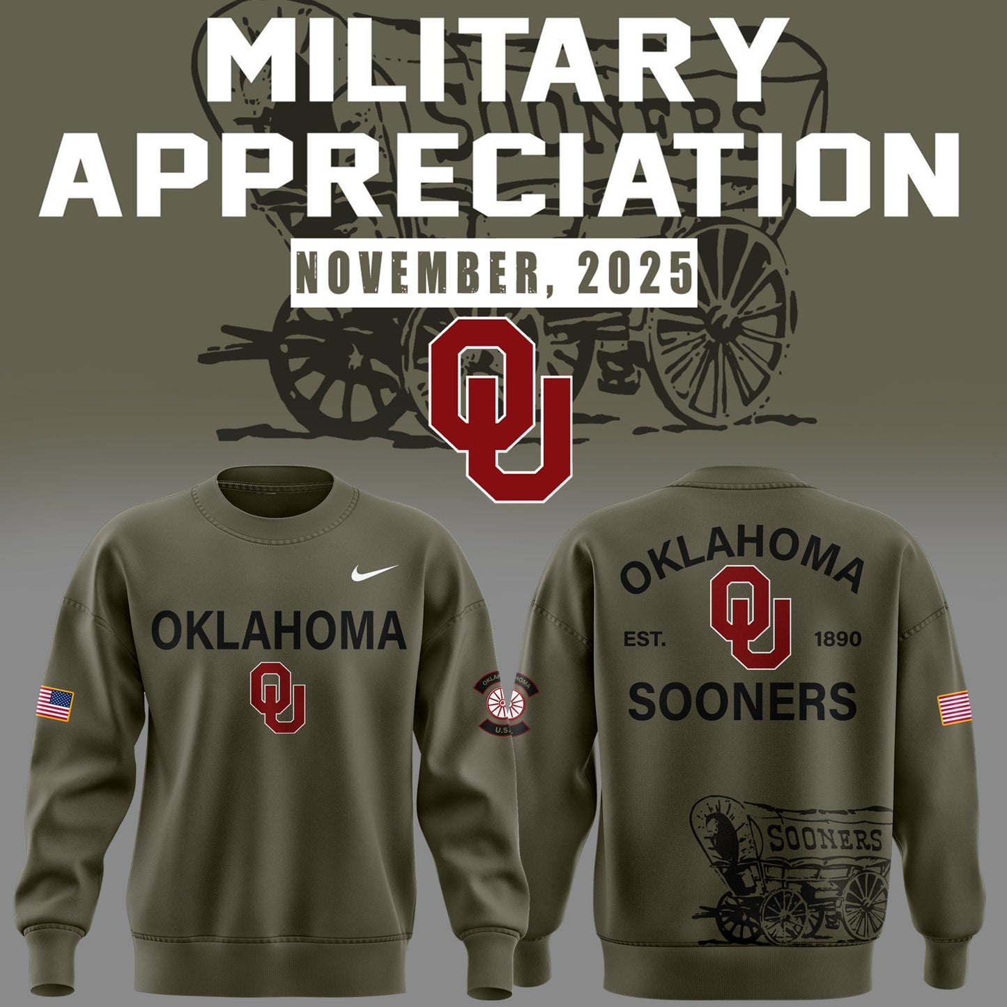 Limited Edition 2025 Oklahoma Sooners Football Military Appreciation Sweat