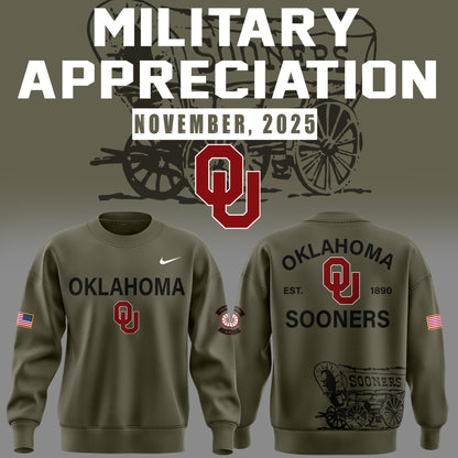 Limited Edition 2025 Oklahoma Sooners Football Military Appreciation Sweat