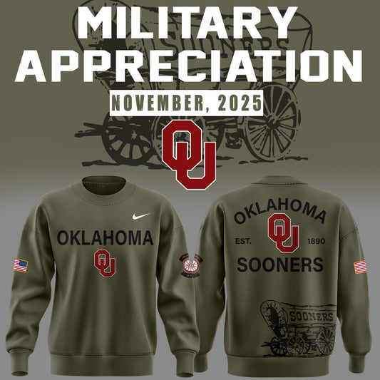 Limited Edition 2025 Oklahoma Sooners Football Military Appreciation Sweat