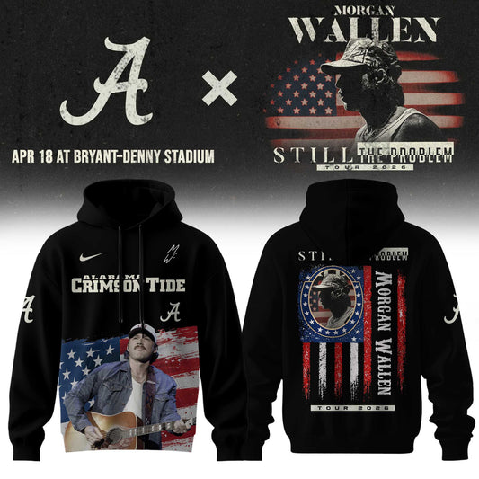 Limited edition Morgan Wallen x Alabama Football "Still The Problem Tour 2026" Bryant–Denny Stadium Hoodie for fans!