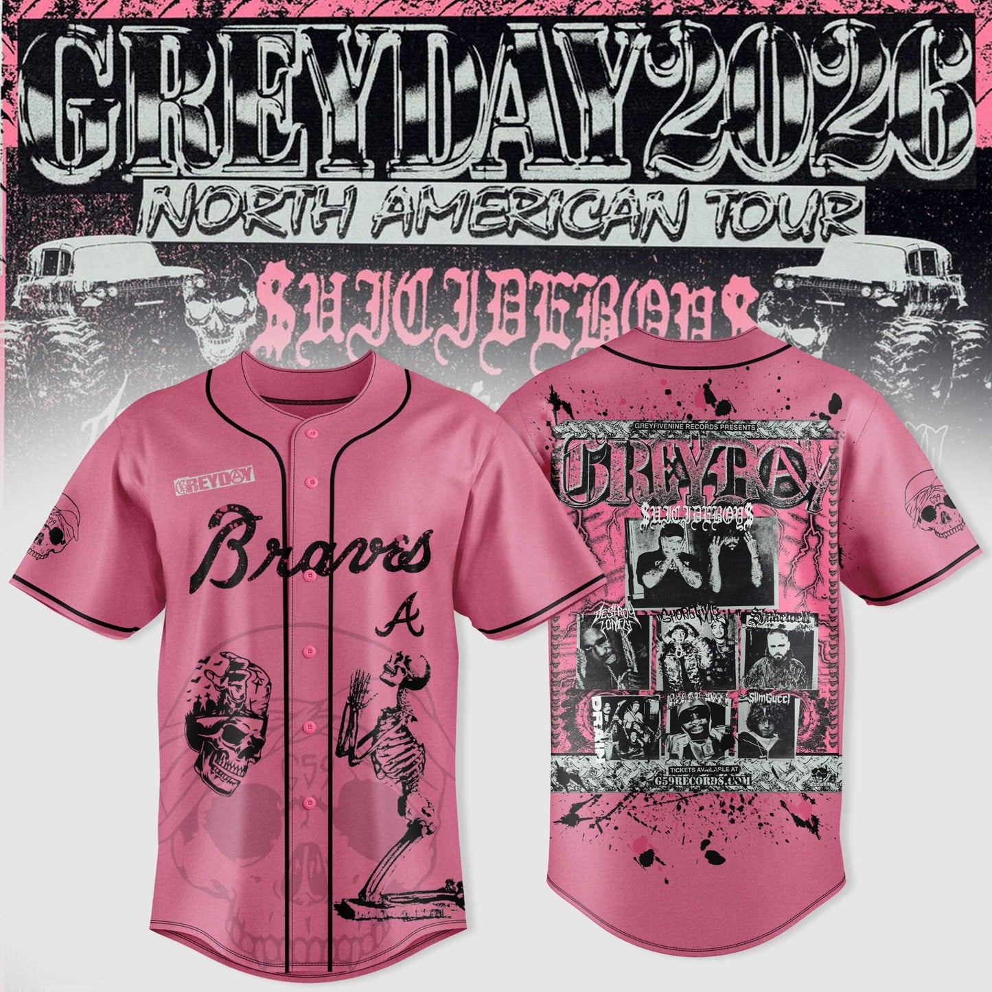 All Team MLB X $uicideboy$ Greyday 2026 – North American Tour Jersey