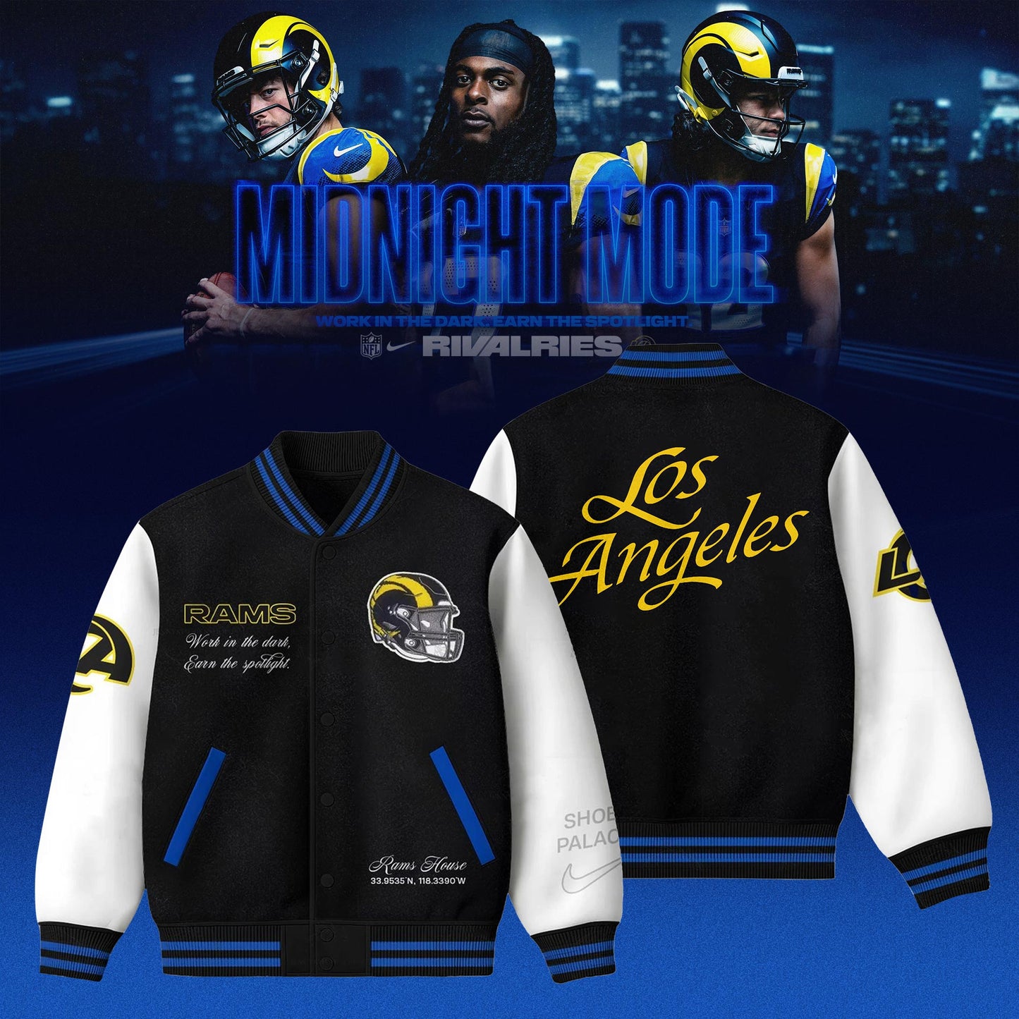 Los Angeles Rams Midnight Blue 2025 Rivalries Special Bomber Jacket