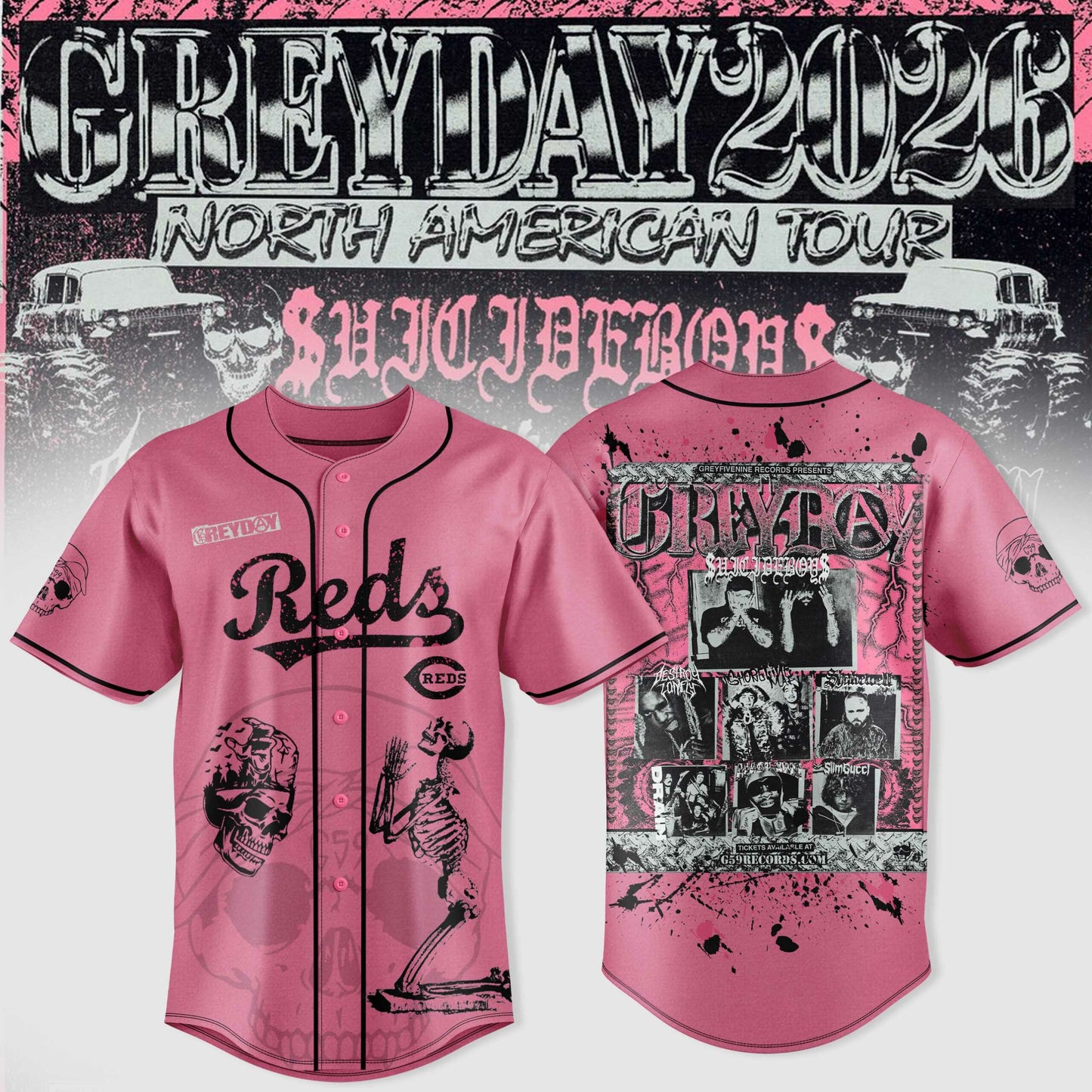 All Team MLB X $uicideboy$ Greyday 2026 – North American Tour Jersey