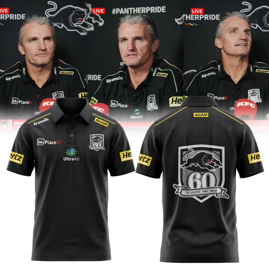 Coach Ivan Cleary 2026 Penrith Panthers Black Media Polo